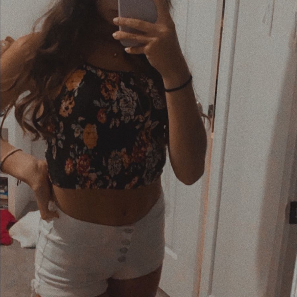 Cute Floral Army Green Tank Top